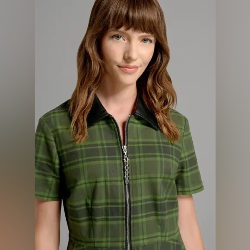 Dangerfield Plaid Zip Skater Dress Modcloth